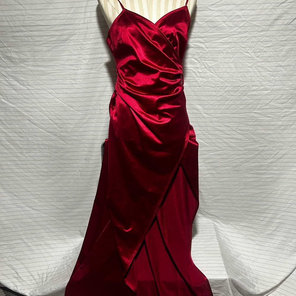 Windsor Asymmetrical Red Satin Dress